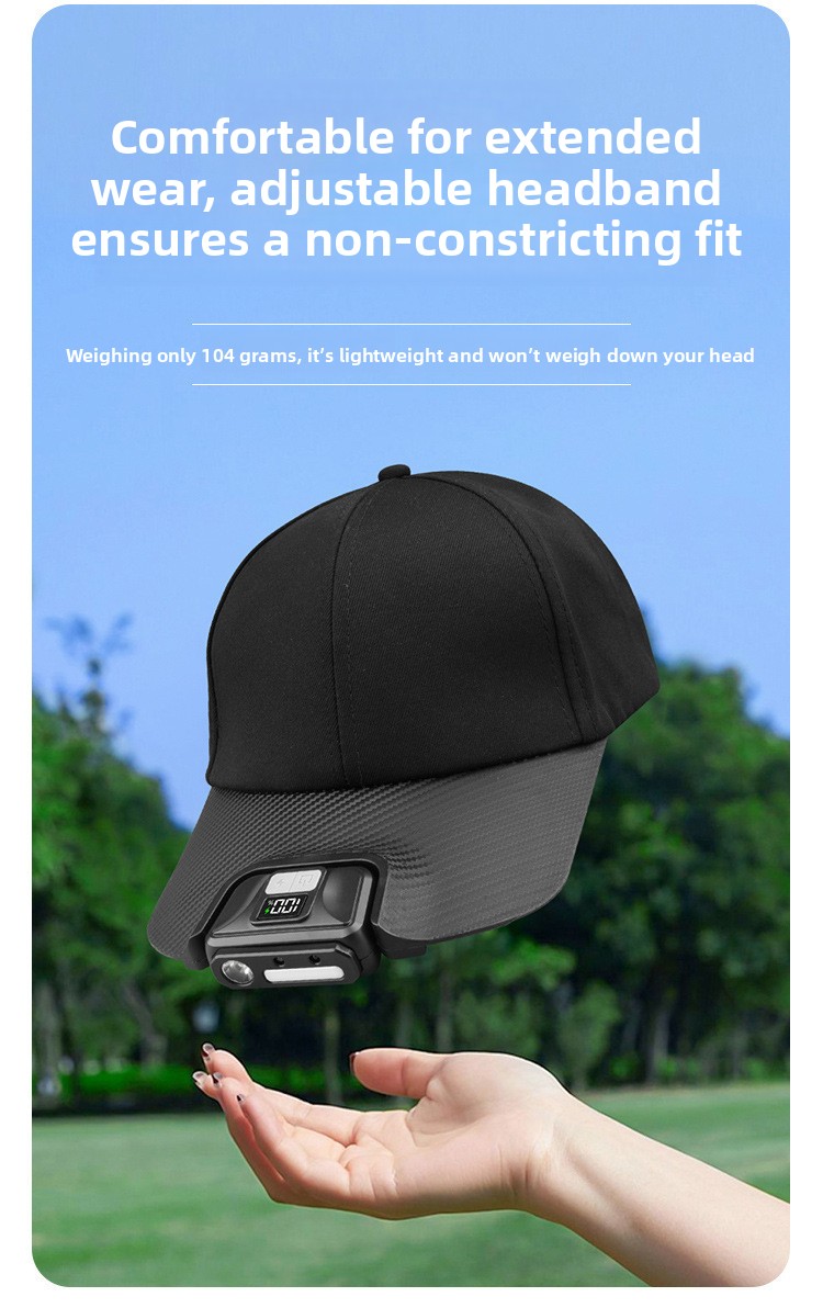 Baseball cap lamp USB charging digital display outdoor induction headlight