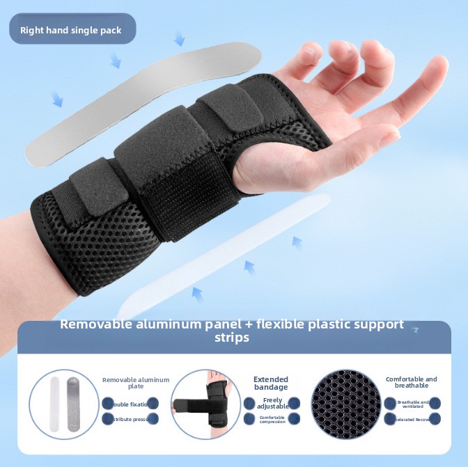 Breathable Steel Plate Wrist Brace Adjustable Velcro Anti-Twist Joint Support for Sports and Injury Care