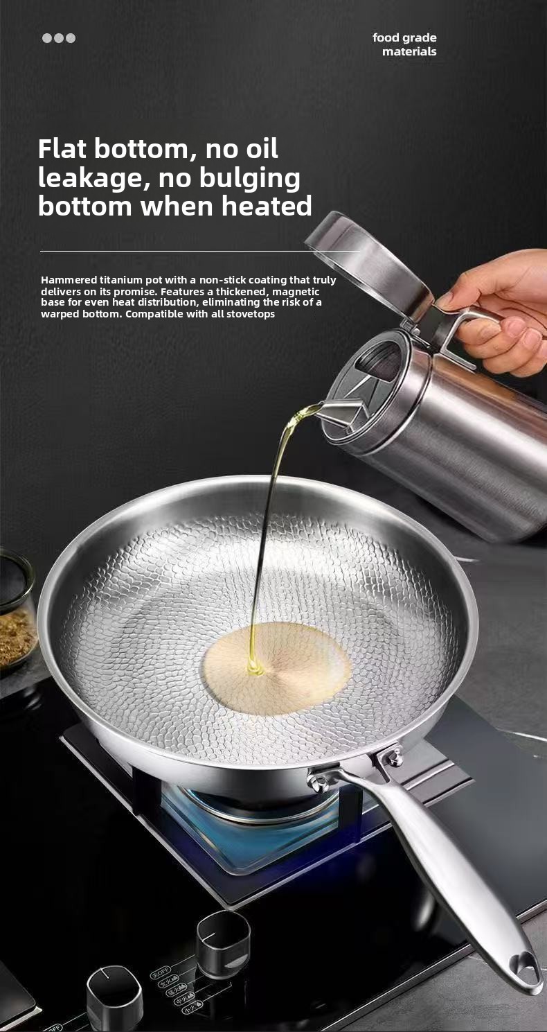 304 Stainless Steel Frying Pan with Gold-Tone Handle