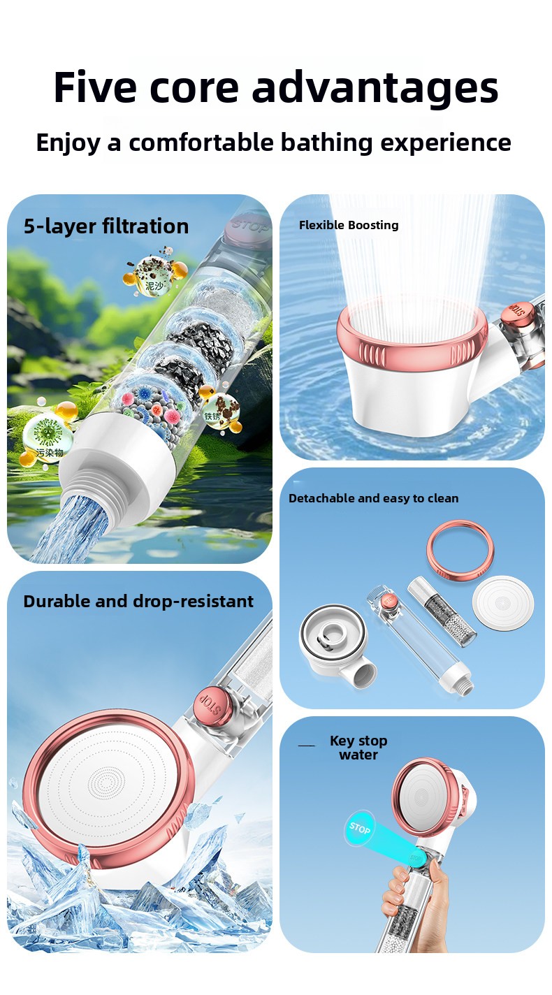 Filtering shower head purifier