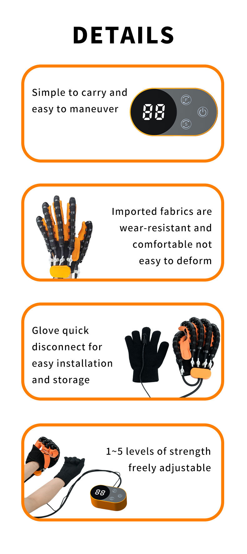 Electric Finger Training Glove with Hand Massage Robot for Rehabilitation and Health Care - Nylon Breathable Wearable Device