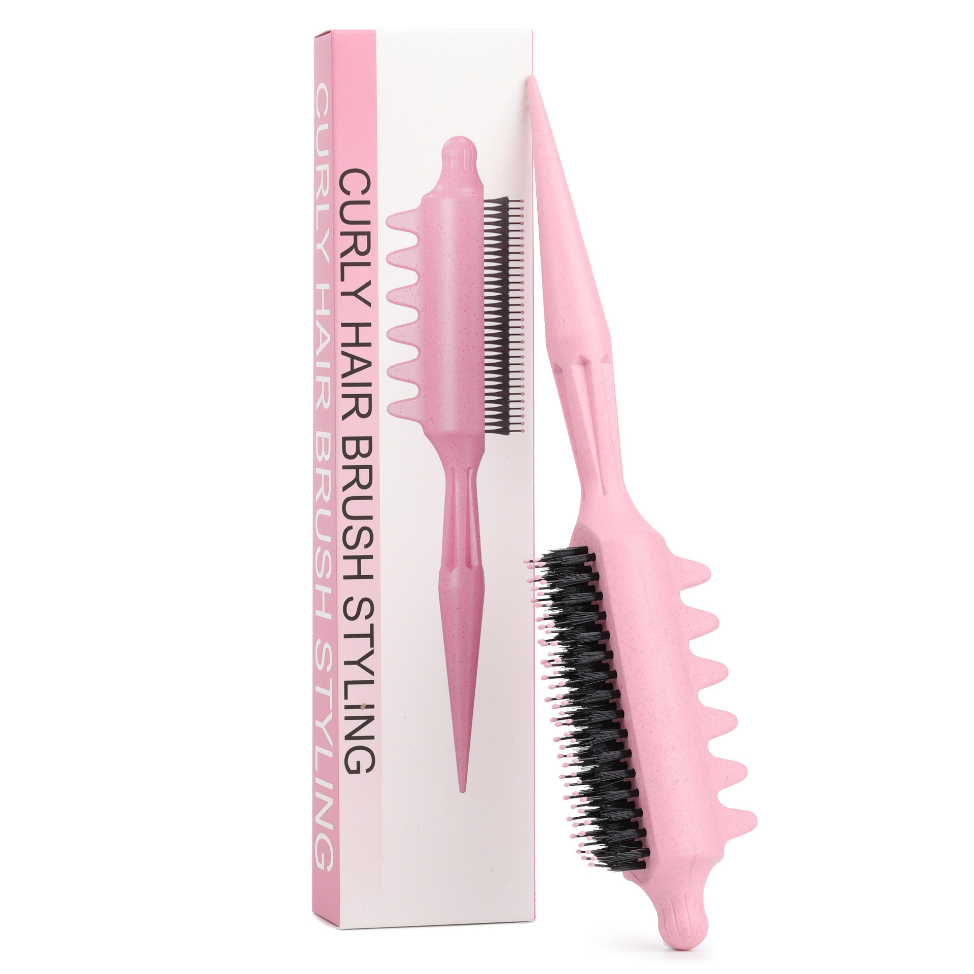 Bouncing Curling Comb with Pointed Tail ABS Hair Styling Brush for Volume and Curls