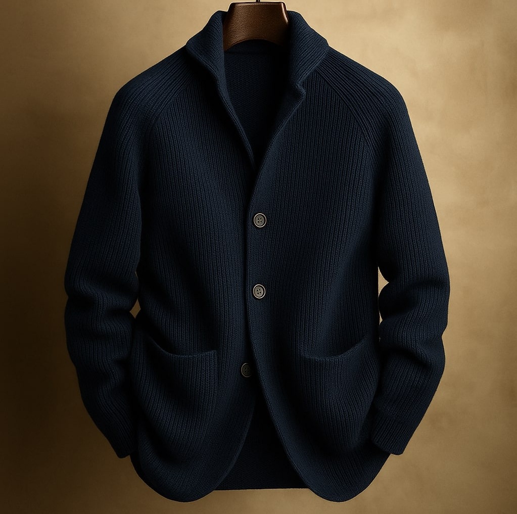 Men's Knitted Three-Button Notch Lapel Cardigan Casual Loose Fit Sweater Coat