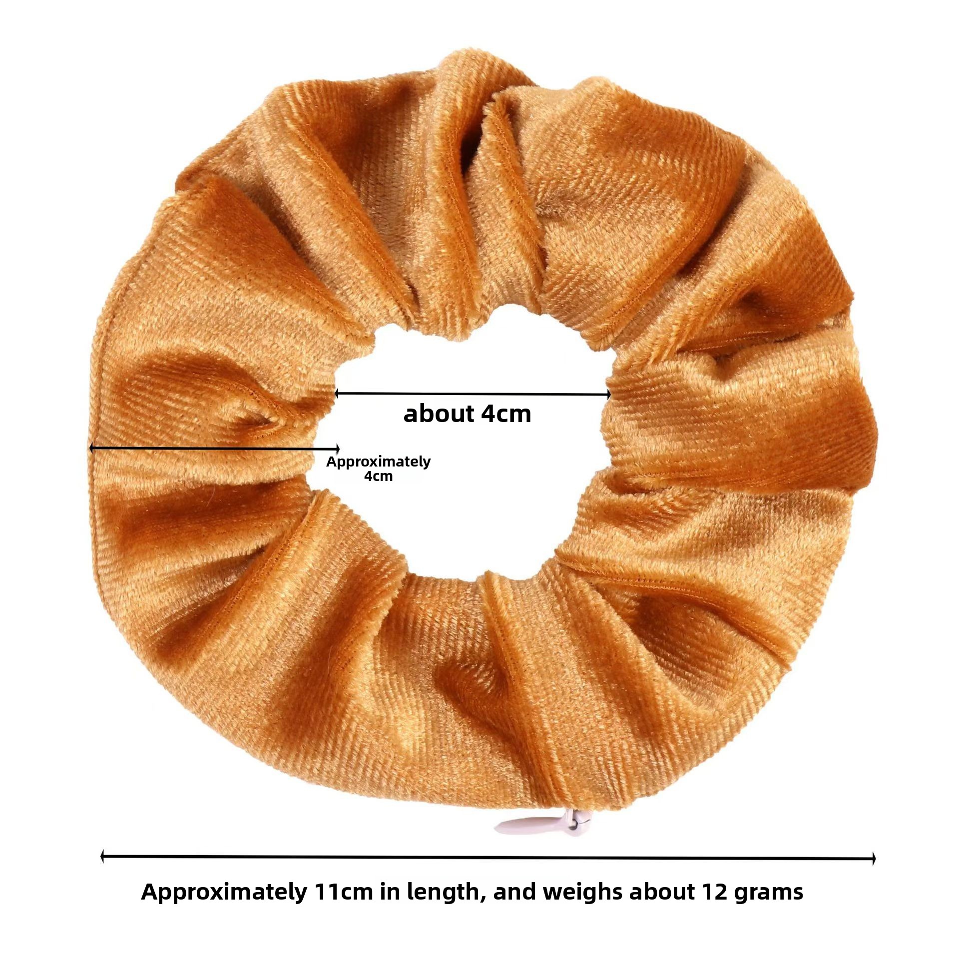 Korean Style Velvet Zipper Scrunchie Adjustable Ponytail Holder Hair Accessory