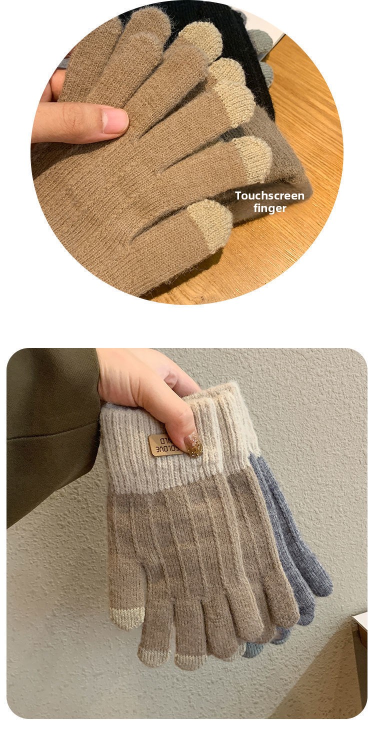 Knitted gloves for men and women in winter