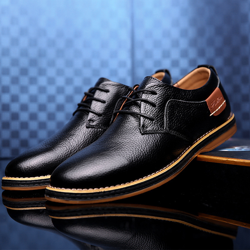 2024 Foreign Trade Men's Leather Shoes Cross-border Large Size Leather Shoes Fashion Business Casual Handmade Stitch Chelsea Men's Leather Shoes