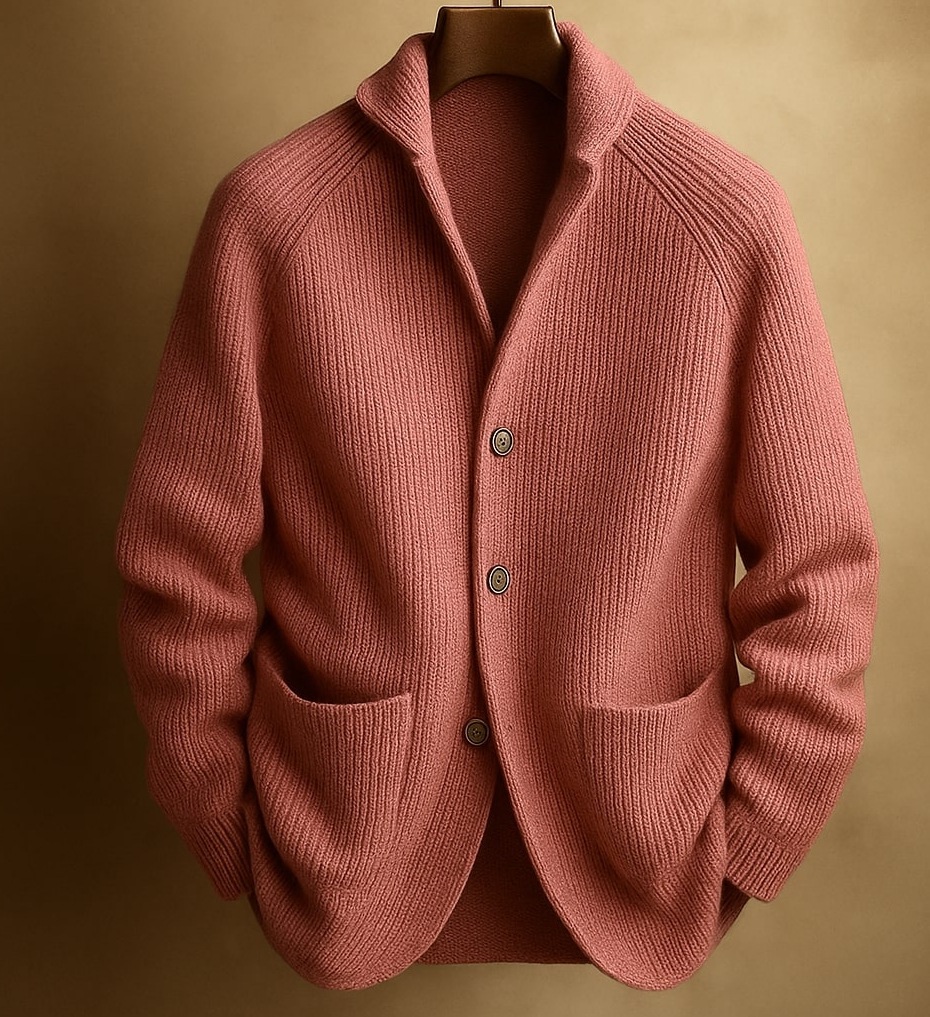 Men's Knitted Three-Button Notch Lapel Cardigan Casual Loose Fit Sweater Coat