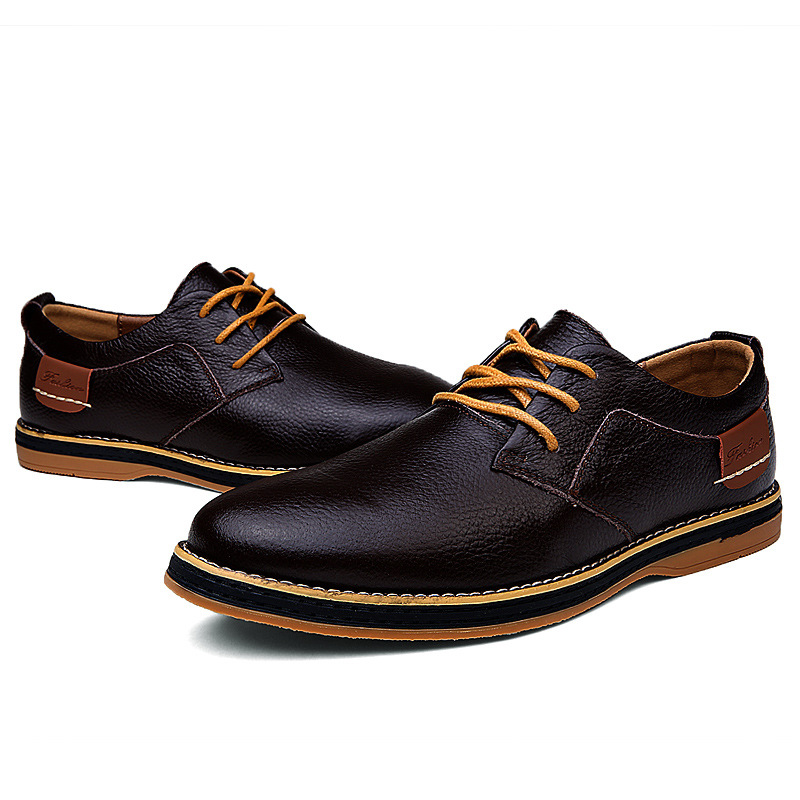 2024 Foreign Trade Men's Leather Shoes Cross-border Large Size Leather Shoes Fashion Business Casual Handmade Stitch Chelsea Men's Leather Shoes
