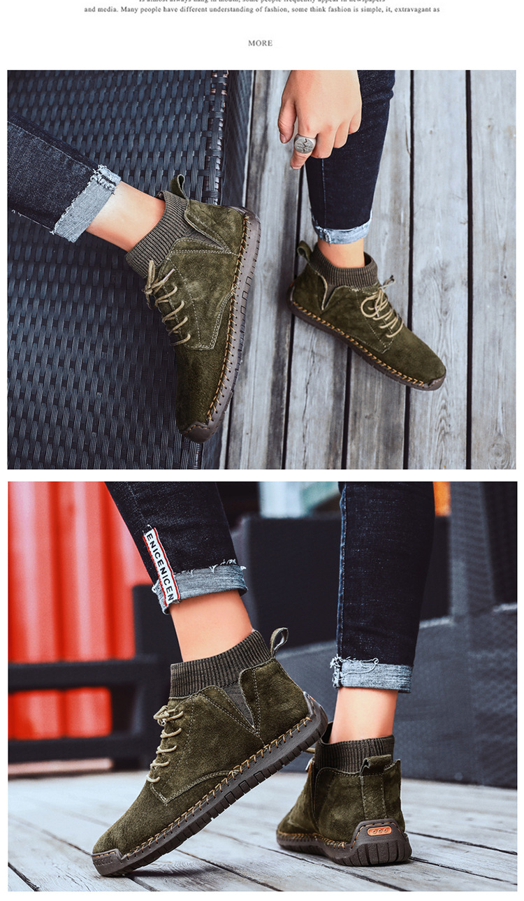 7009 Four Seasons trendy men's shoes high-top cotton-padded independent station plus size 38-48 casual handmade shoes cross-border socks mouth shoes
