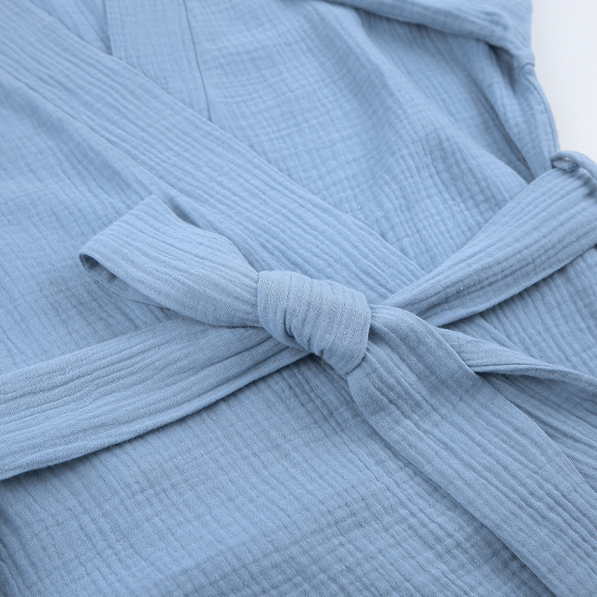 Women's pure cotton crepe short-sleeved V-neck nightgown