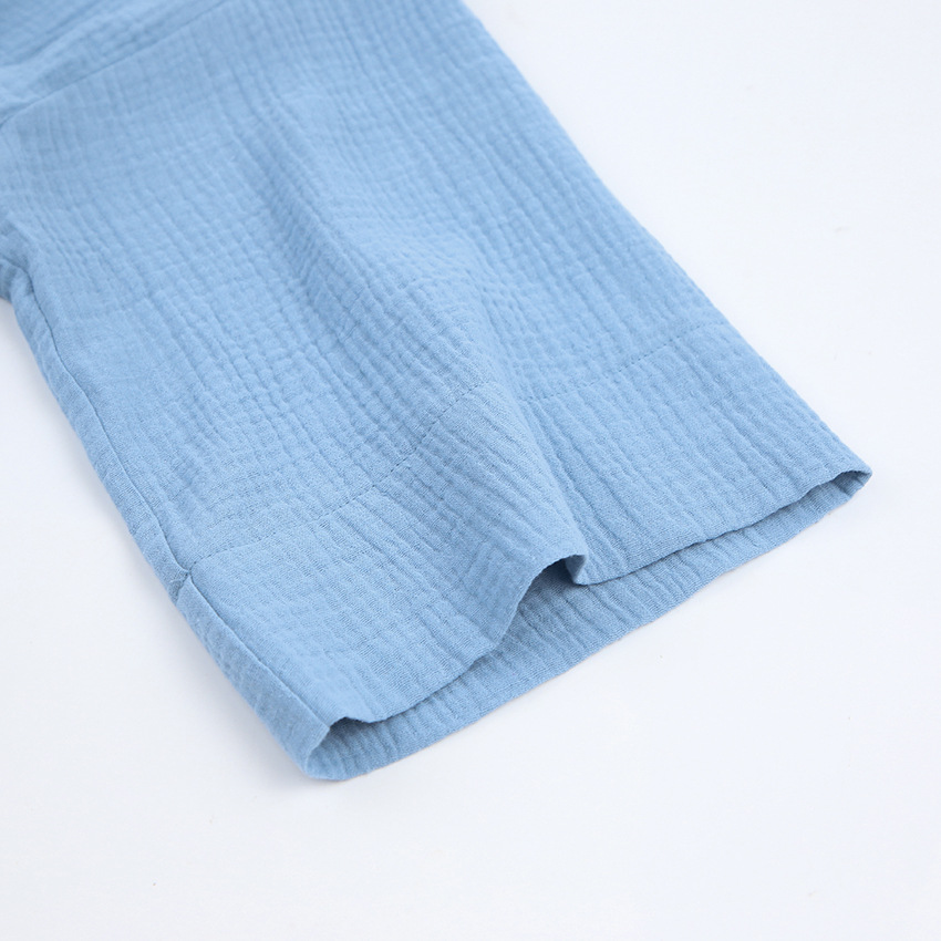 Women's pure cotton crepe short-sleeved V-neck nightgown