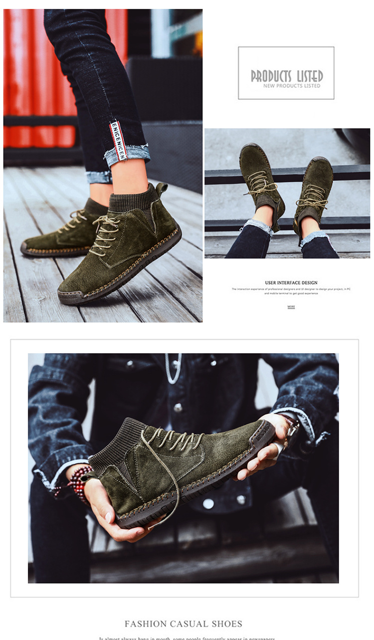 7009 Four Seasons trendy men's shoes high-top cotton-padded independent station plus size 38-48 casual handmade shoes cross-border socks mouth shoes
