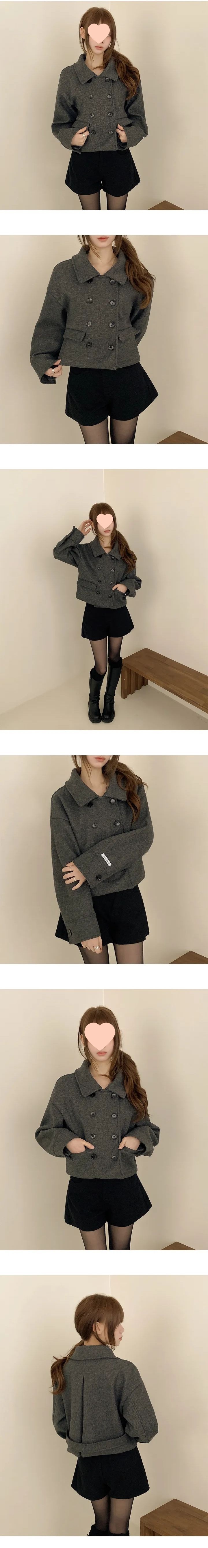 Short Woolen Jacket Lapel Double-breasted All-match