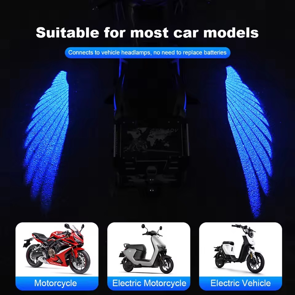 Universal Angel Wings Projection Light for Electric Vehicle Motorcycle Car Door Chassis Welcome Lamp