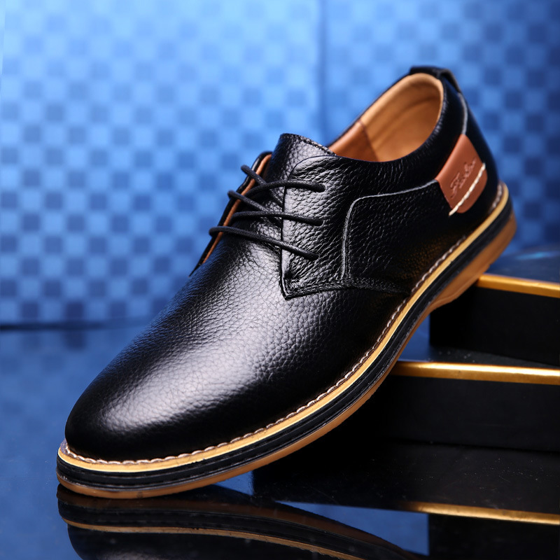 2024 Foreign Trade Men's Leather Shoes Cross-border Large Size Leather Shoes Fashion Business Casual Handmade Stitch Chelsea Men's Leather Shoes