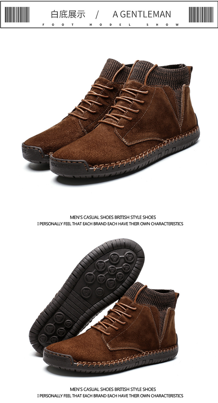 7009 Four Seasons trendy men's shoes high-top cotton-padded independent station plus size 38-48 casual handmade shoes cross-border socks mouth shoes