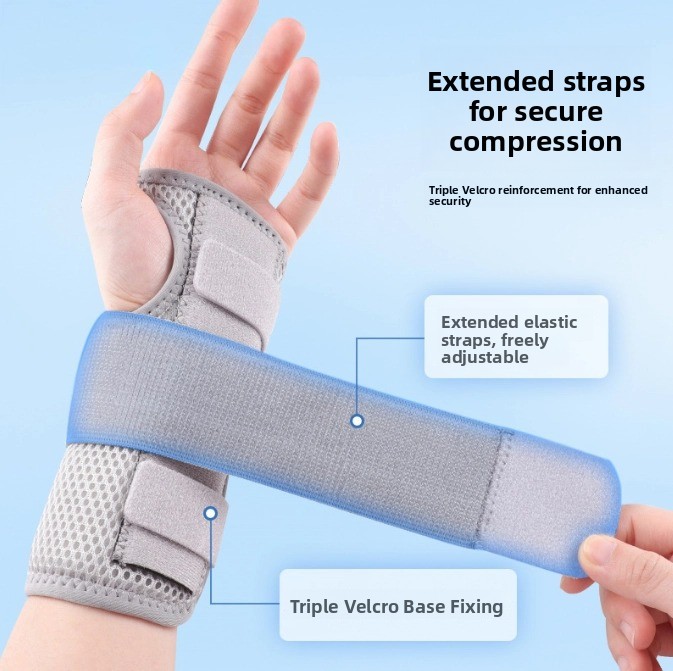 Breathable Steel Plate Wrist Brace Adjustable Velcro Anti-Twist Joint Support for Sports and Injury Care