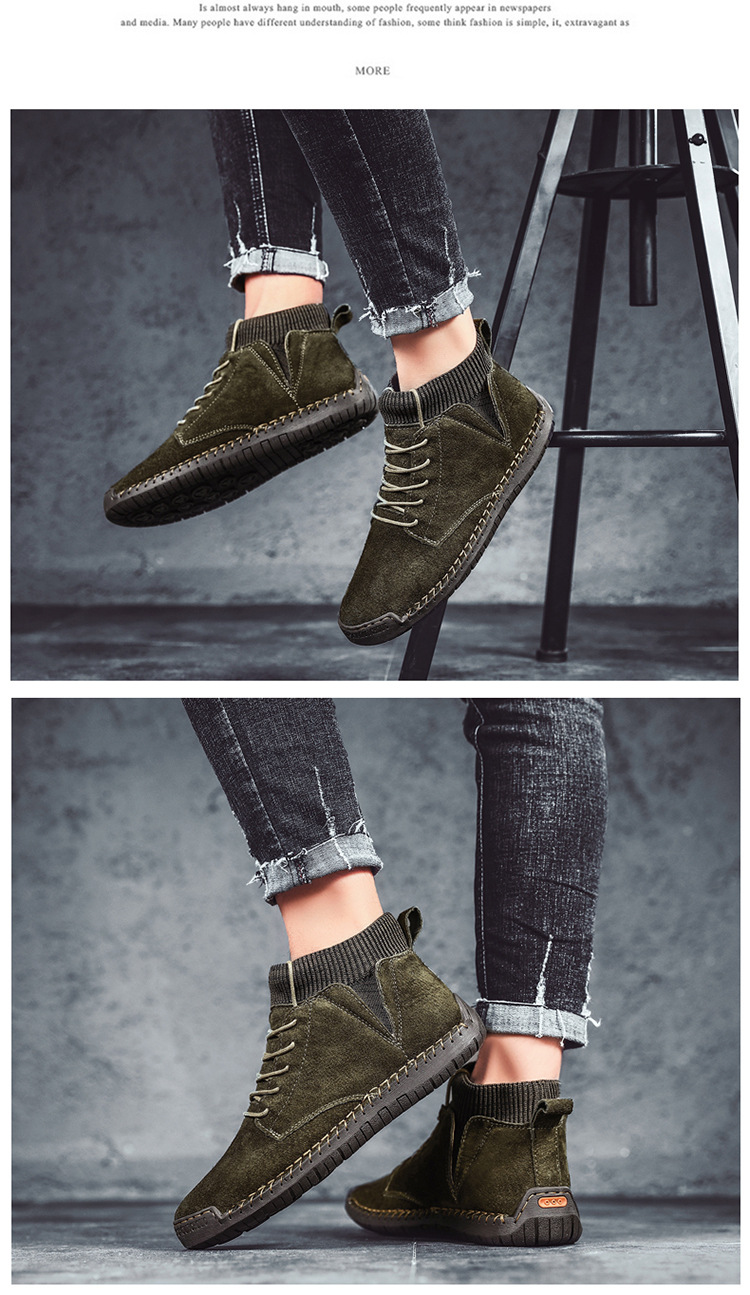 7009 Four Seasons trendy men's shoes high-top cotton-padded independent station plus size 38-48 casual handmade shoes cross-border socks mouth shoes