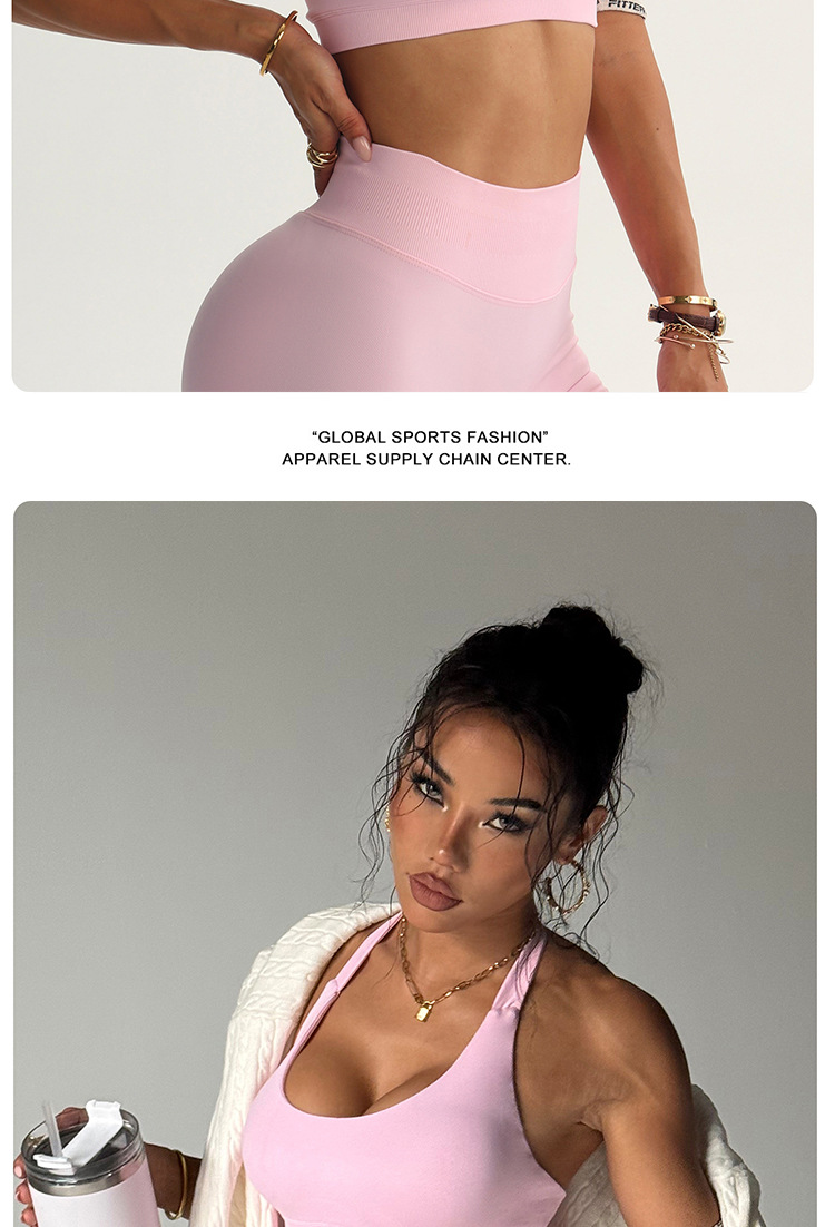 Women Halter Neck High Impact Sports Bra Breathable Shockproof Yoga Fitness Top