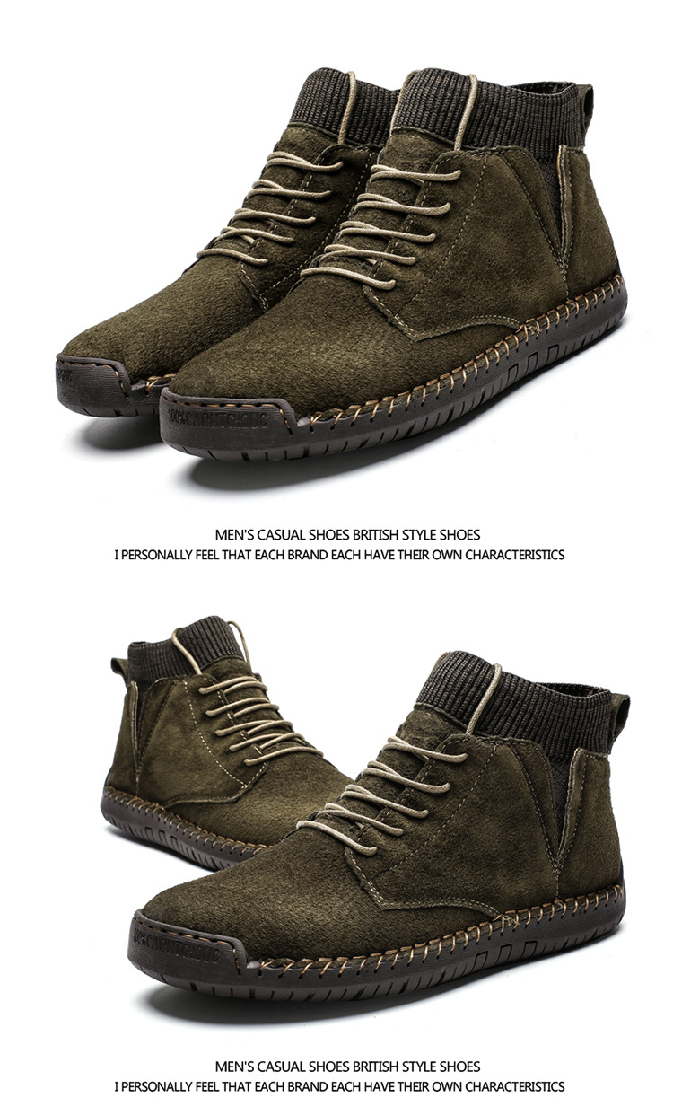 7009 Four Seasons trendy men's shoes high-top cotton-padded independent station plus size 38-48 casual handmade shoes cross-border socks mouth shoes