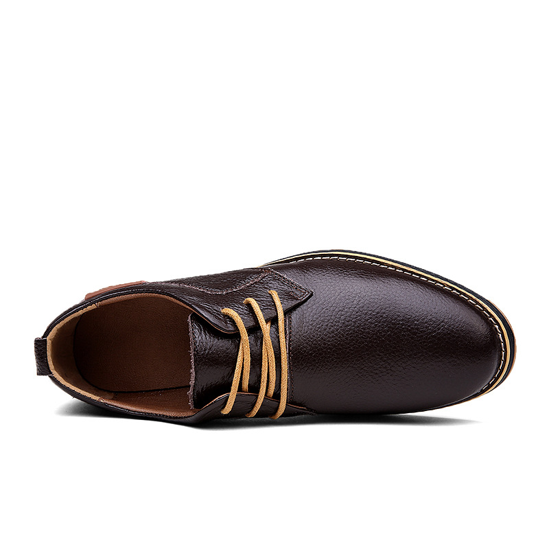 2024 Foreign Trade Men's Leather Shoes Cross-border Large Size Leather Shoes Fashion Business Casual Handmade Stitch Chelsea Men's Leather Shoes