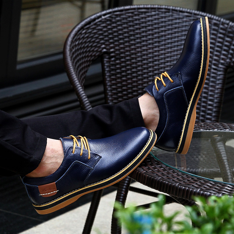 2024 Foreign Trade Men's Leather Shoes Cross-border Large Size Leather Shoes Fashion Business Casual Handmade Stitch Chelsea Men's Leather Shoes