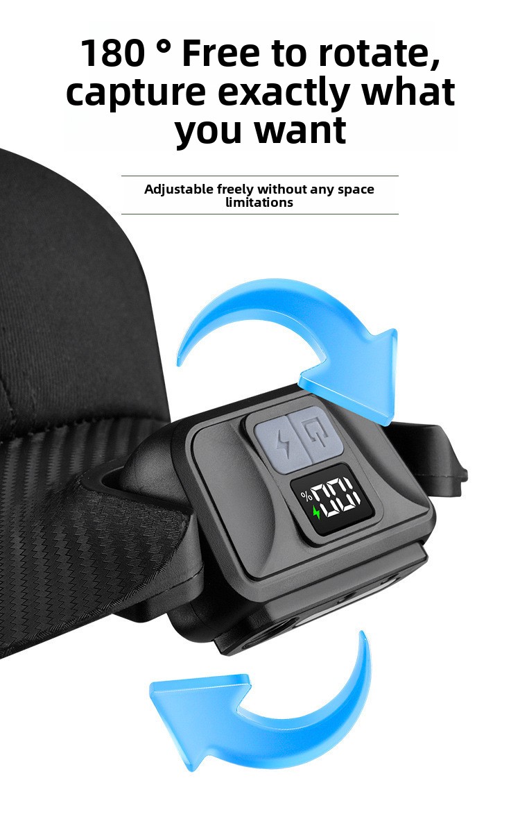 Baseball cap lamp USB charging digital display outdoor induction headlight
