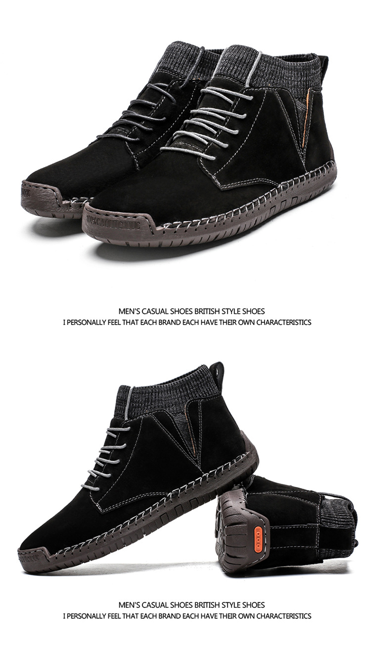 7009 Four Seasons trendy men's shoes high-top cotton-padded independent station plus size 38-48 casual handmade shoes cross-border socks mouth shoes