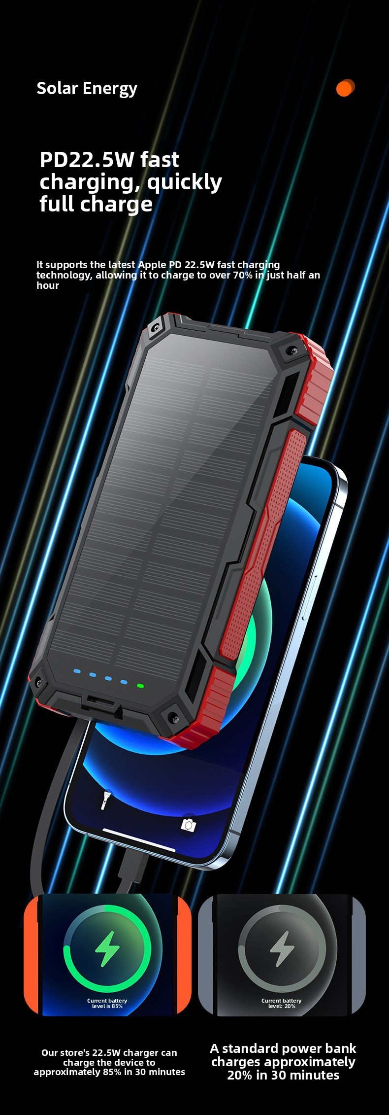 Fast charging comes with a wireless charging portable power bank