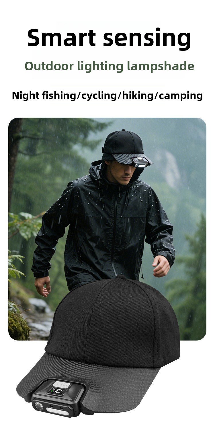 Baseball cap lamp USB charging digital display outdoor induction headlight