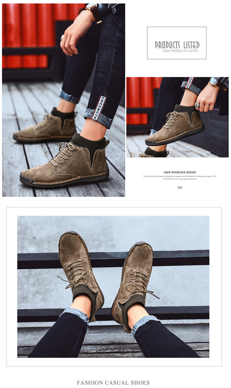 7009 Four Seasons trendy men's shoes high-top cotton-padded independent station plus size 38-48 casual handmade shoes cross-border socks mouth shoes