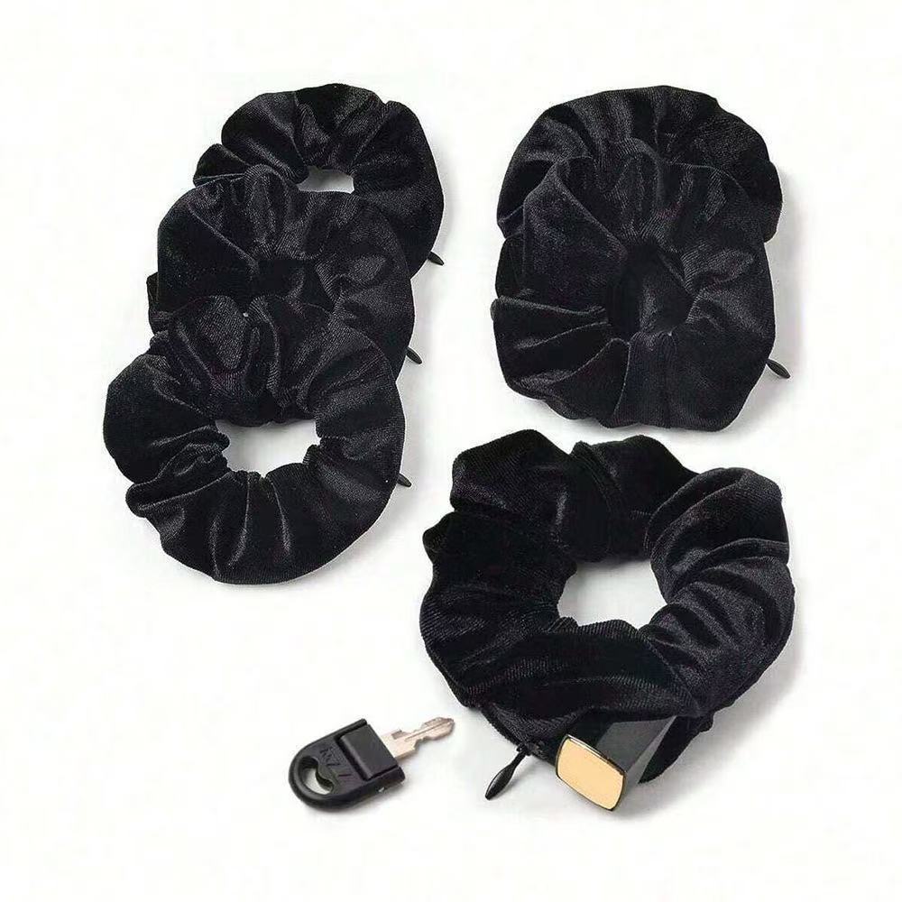 Korean Style Velvet Zipper Scrunchie Adjustable Ponytail Holder Hair Accessory