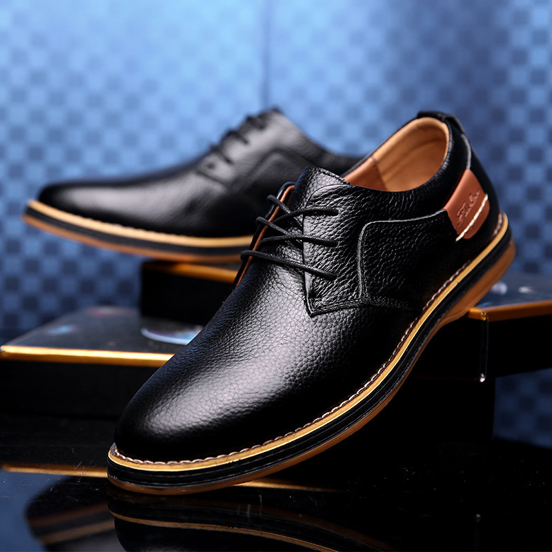 2024 Foreign Trade Men's Leather Shoes Cross-border Large Size Leather Shoes Fashion Business Casual Handmade Stitch Chelsea Men's Leather Shoes