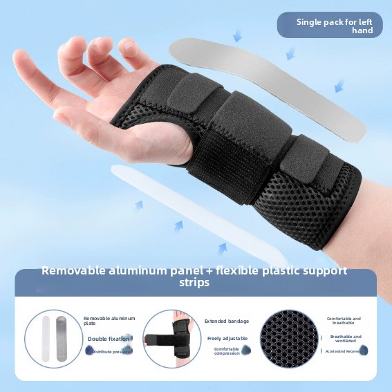 Breathable Steel Plate Wrist Brace Adjustable Velcro Anti-Twist Joint Support for Sports and Injury Care