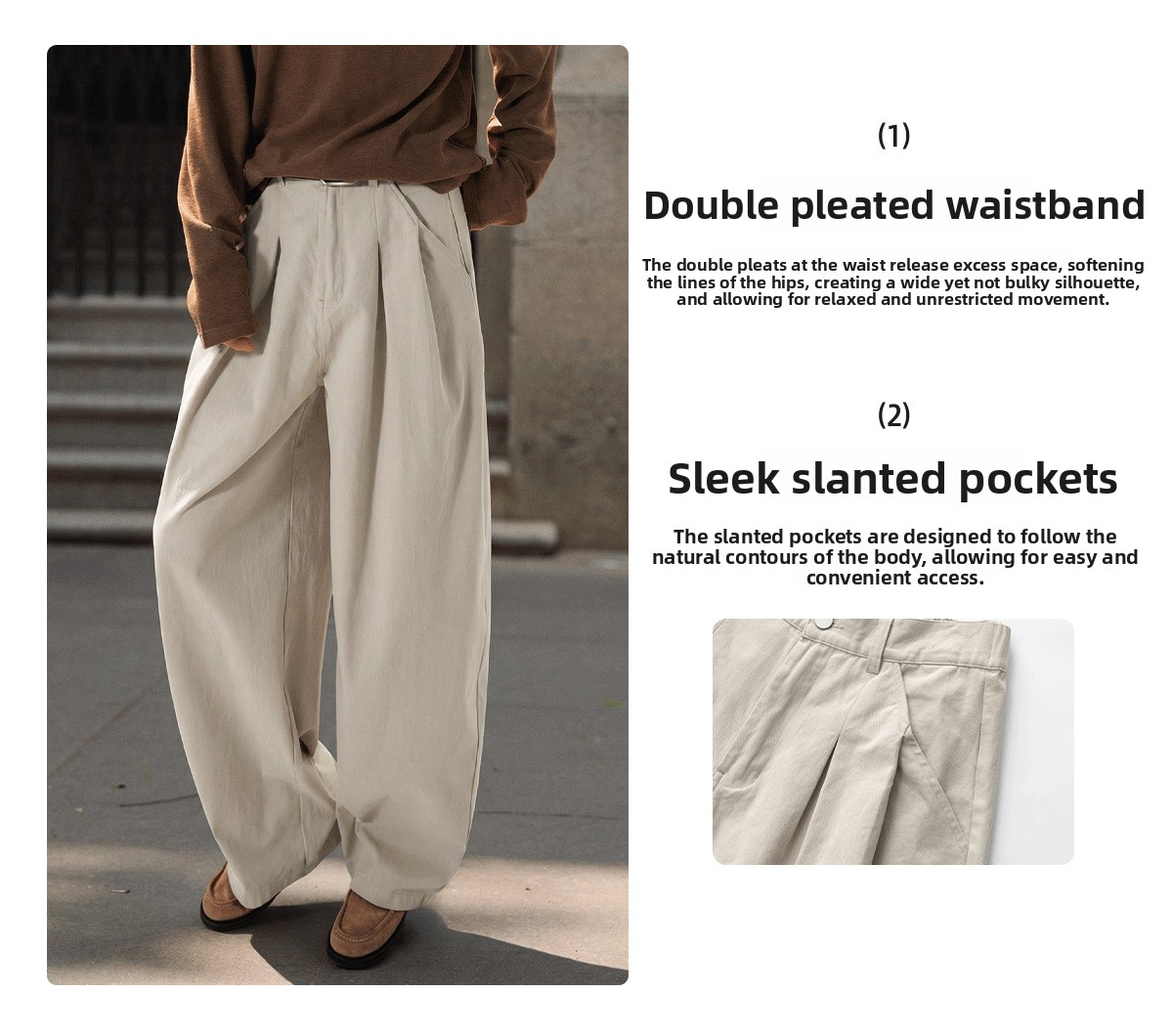 Men's American Retro Pure Cotton Loose Straight-Leg Casual Pants Washed Texture Vintage Style