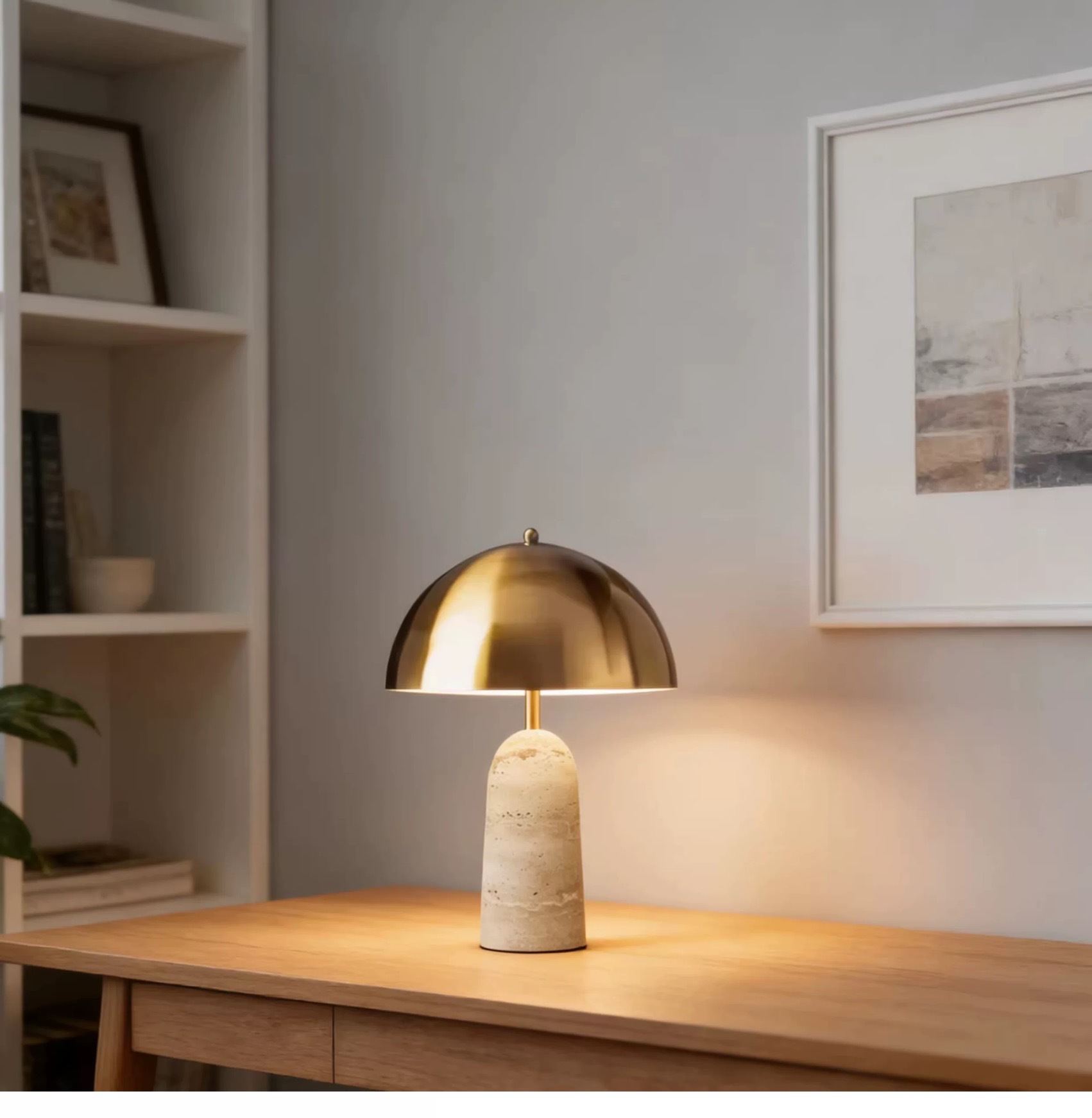 Nordic-style marble base metal mushroom floor lamp
