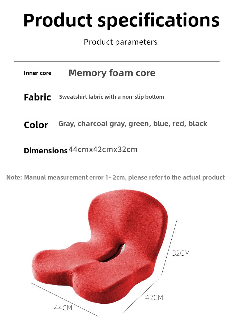 Ergonomic Memory Foam Seat Cushion with Lumbar Support Breathable Office Chair Pad