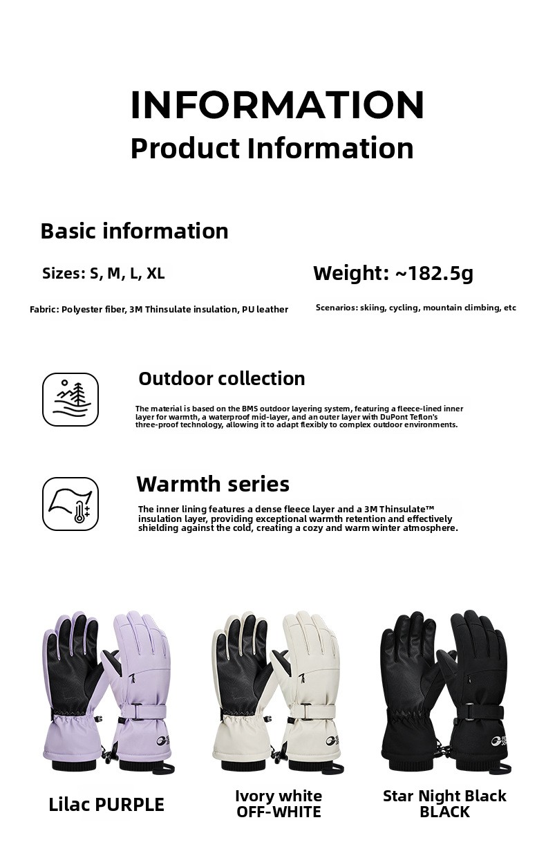 Winter 3M Thinsulate Ski Gloves Waterproof Windproof Fleece Lined Outdoor Cycling Gloves