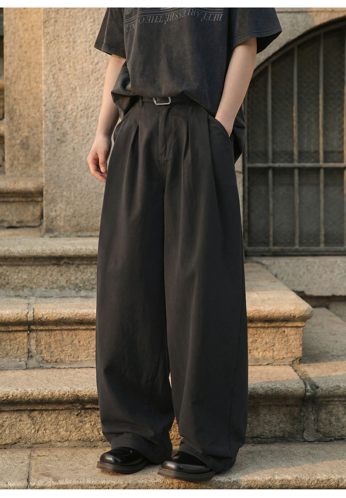 Men's American Retro Pure Cotton Loose Straight-Leg Casual Pants Washed Texture Vintage Style