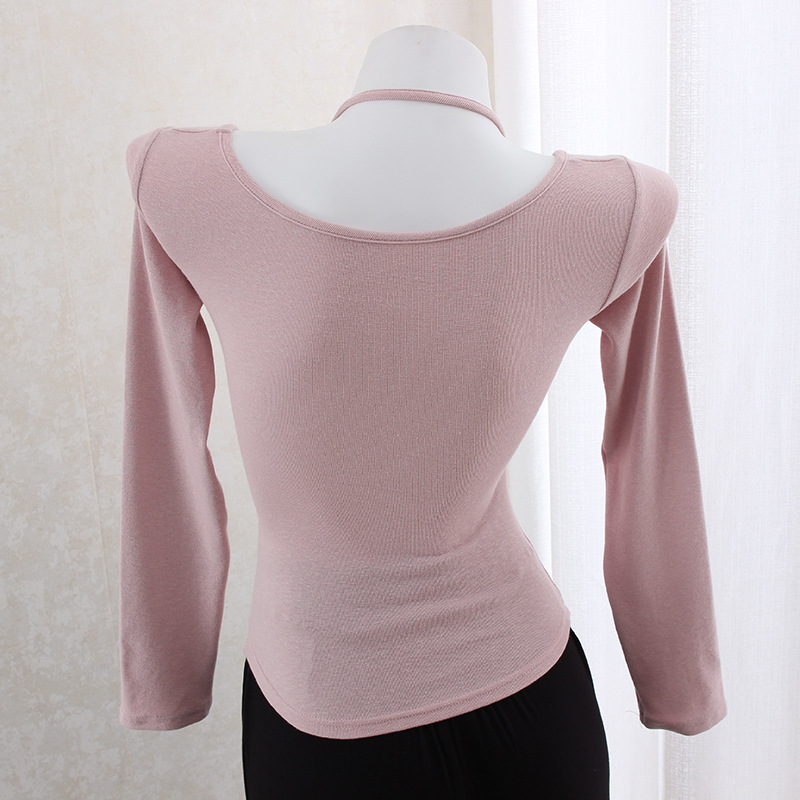Hanging neck slim waist slimming long sleeve top