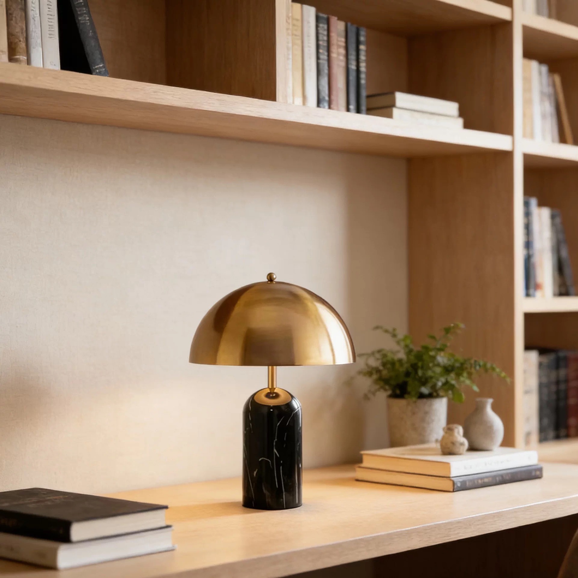 Nordic-style marble base metal mushroom floor lamp