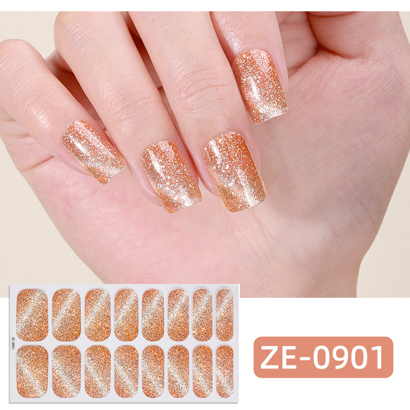 16 Pcs Cat Eye Glitter Nail Stickers