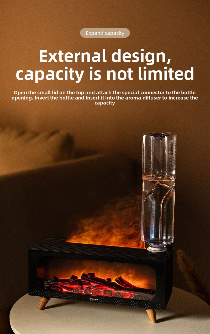 3D Simulated Fireplace Flame Ultrasonic Humidifier Aroma Diffuser
