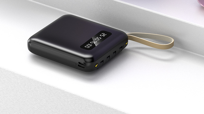 Portable Power Bank with Built-in Cables PD 2.0 Fast Charging High Capacity Lithium Polymer Battery for Smartphones and Tablets