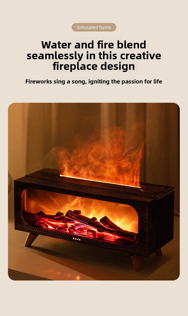 3D Simulated Fireplace Flame Ultrasonic Humidifier Aroma Diffuser