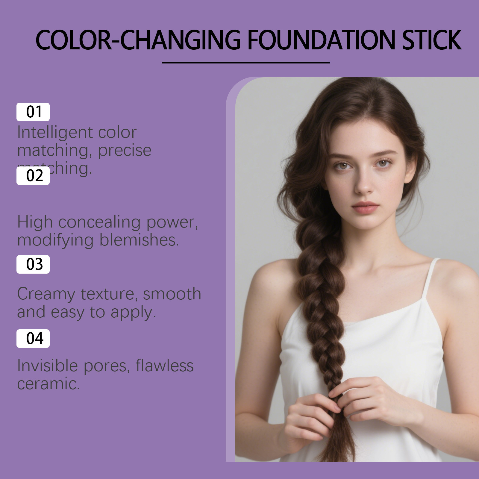 Hydrating, skin-hugging, lightweight matte-finish concealer foundation stick