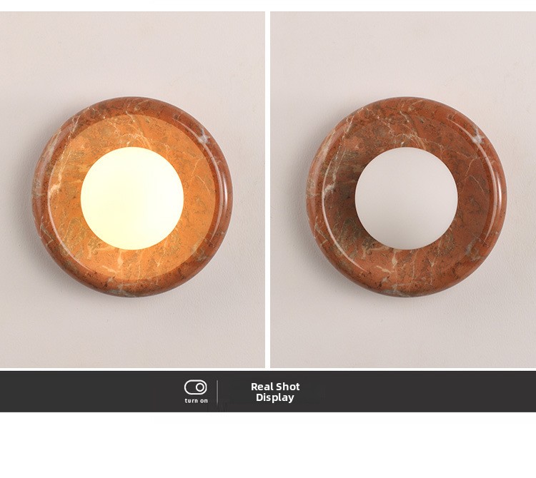 Wabi-sabi Style Minimalist Yellow Travertine Bedside Wall Lamp