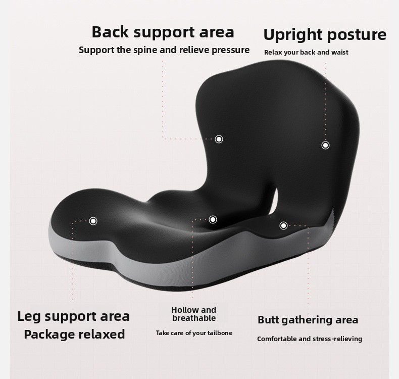 Integrated Lumbar Support Cushion with Memory Foam Backrest Breathable Office Chair Pad