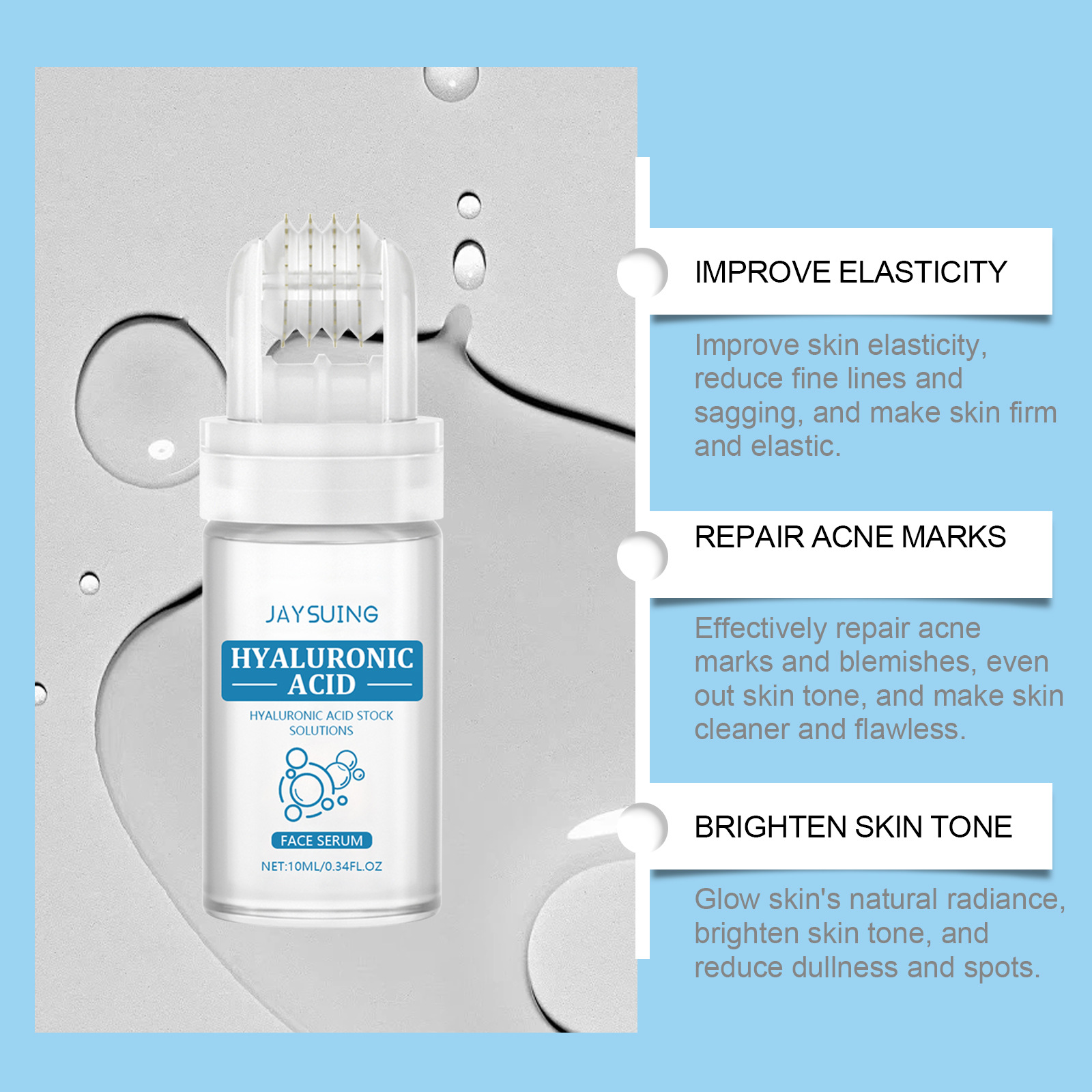Hyaluronic acid roller essence to improve skin pores