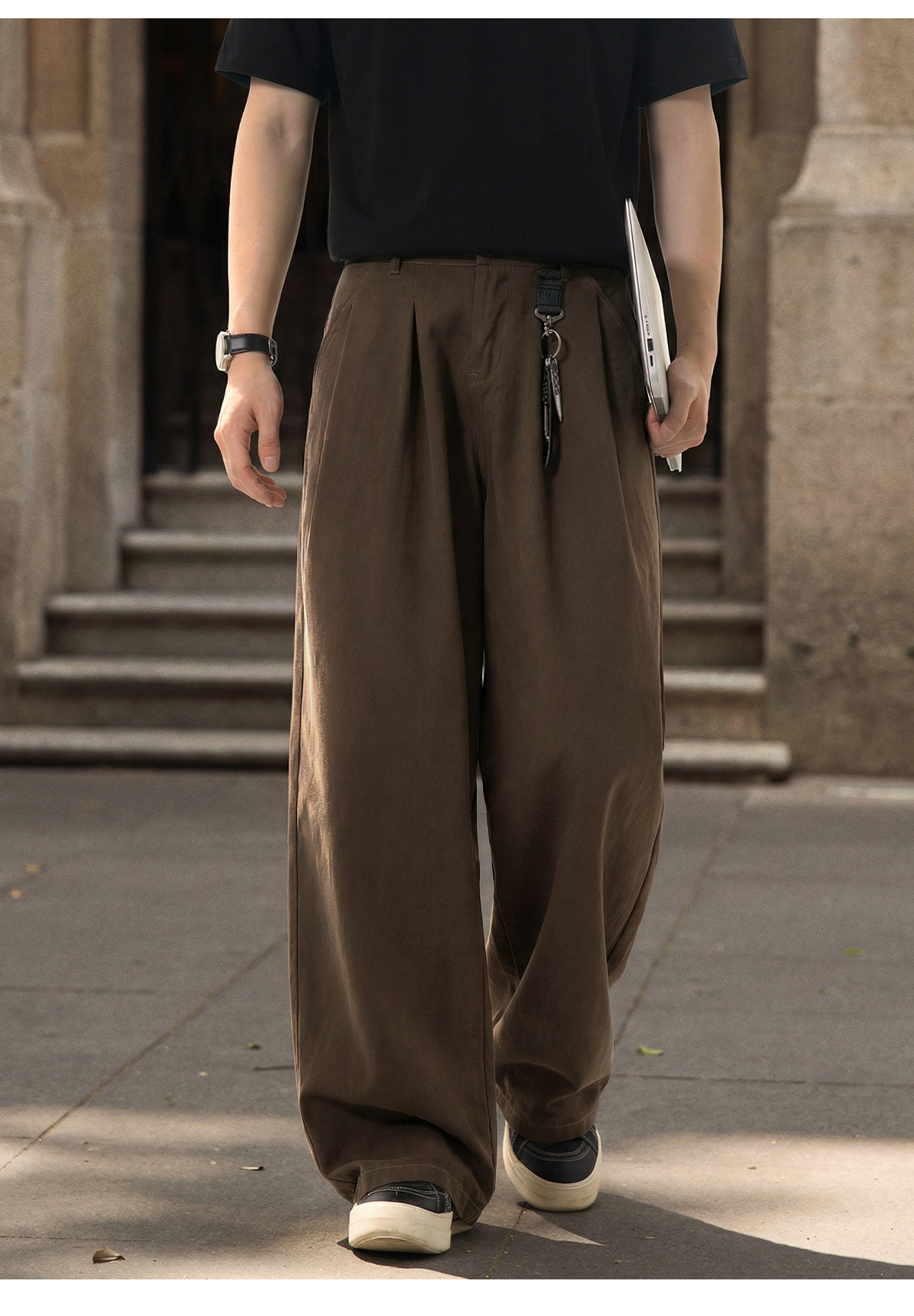Men's American Retro Pure Cotton Loose Straight-Leg Casual Pants Washed Texture Vintage Style